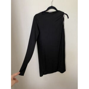 Zara trafaluc women's black dress Small Asymmetrical sleeves resortwear LBD